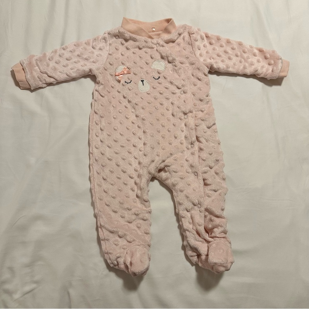 Kyle & Deena Cozy Pink Textured Kids Footies 3-6M